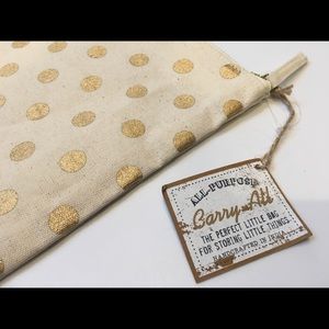 COSMETIC BAG Gold Polka dot Makeup ZIPPER Pouch
